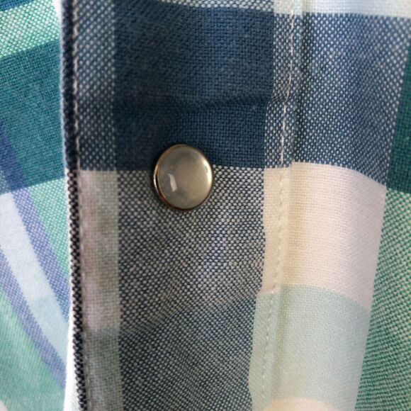 Roper Mens Blue Green Striped Long Sleeve Pearl Button Up Rodeo Shirt Size XL - Picture 3 of 13